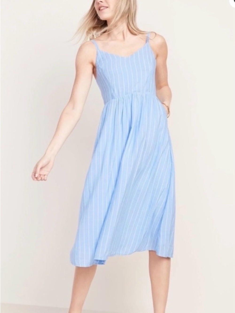 EUC/Old Navy Blue Pinstripe Midi SunDress/szLarge